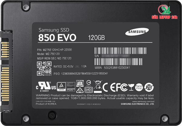 Thay ổ cứng SSD Samsung 850 Evo 120GB chính hãng, giá rẻ